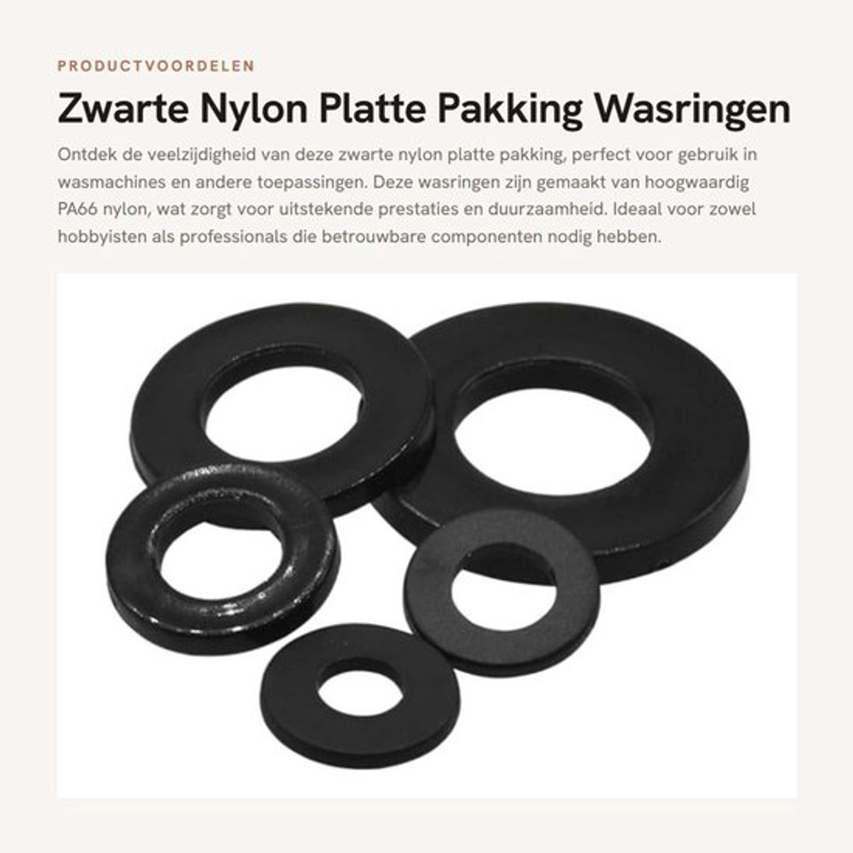 Wasringen 50 Stuks - Zwarte Nylon Platte Pakking - Doorvoertules - PA66 Nylon - Isolerende Ringen - Hoge Temperatuur Weerstand - Platte Pakkingen