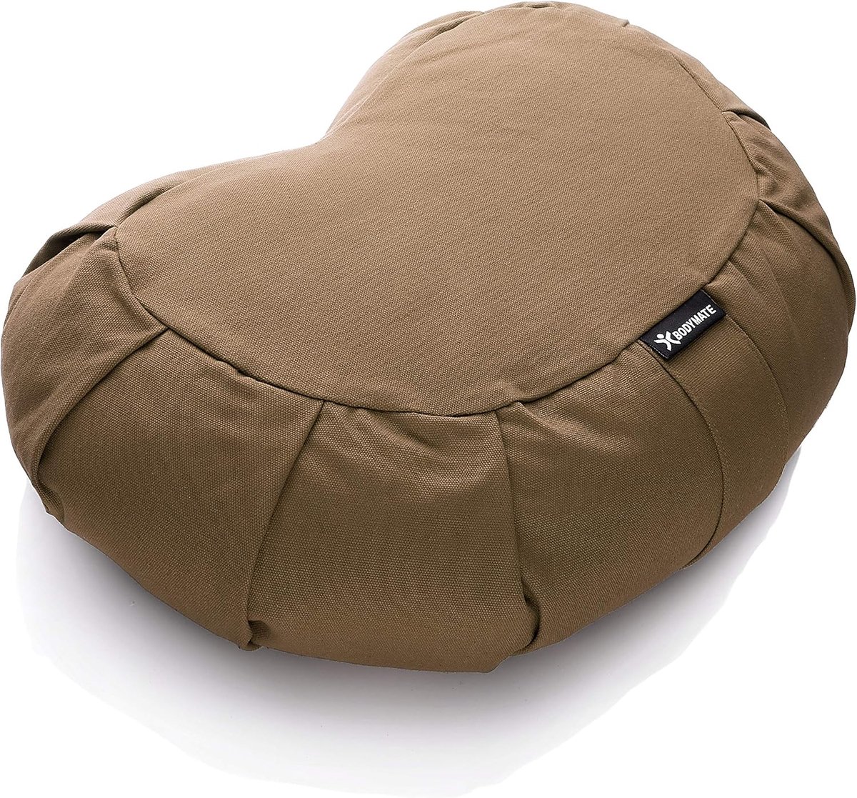 SnelShoppen - BODYMATE Yoga Kussen Halve Maan - 42 cm - 100% Katoen - Buckwheat Vulling - Meditatie Kussen - Machine Wasbaar - Zitkussen voor Yoga en