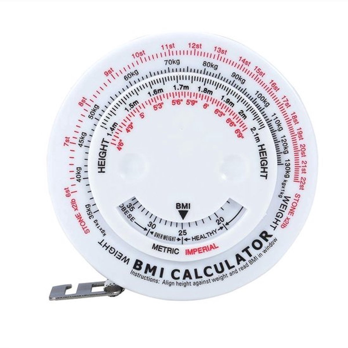 BMI Meetlint Nauwkeurige Meting - Lichaamsvetmeter - Lichtgewicht en Duurzaam - Sterke Spanning - Duidelijke Afdrukken - Handzaam Formaat