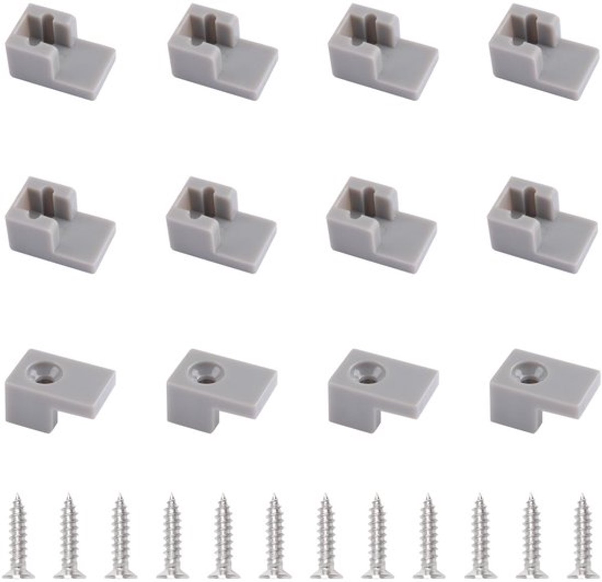 Glasclip 12PCS - Grijze Plastic Klem - Geschikt voor Douchedeuren - Schokbestendig - Duurz