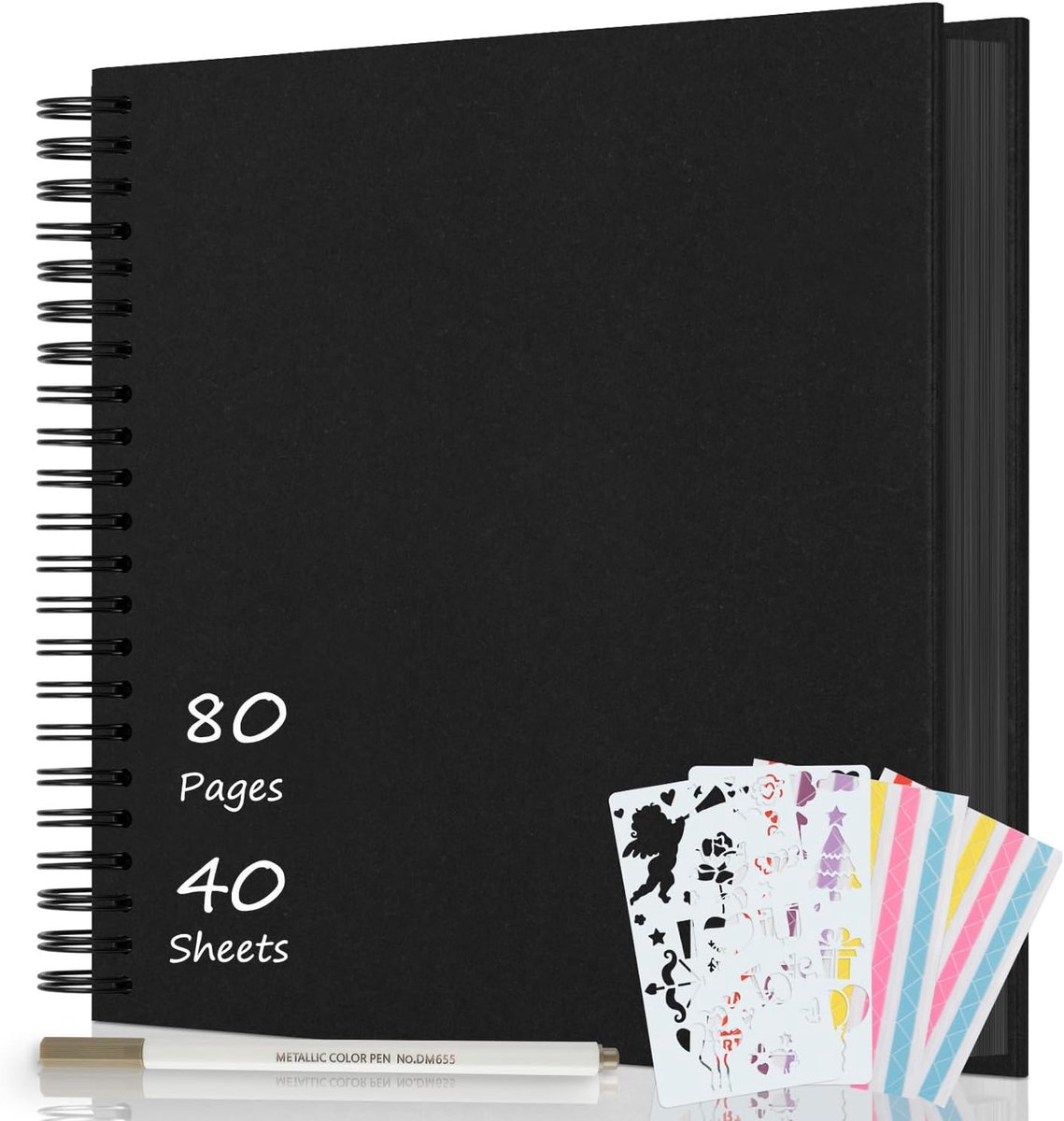 SnelShoppen - DIY Foto Album Spiral Album 12x12 Inch - 80 Pagina's Baby, Verjaardag, Valentijnsdag, Aankleedboek - Zwart