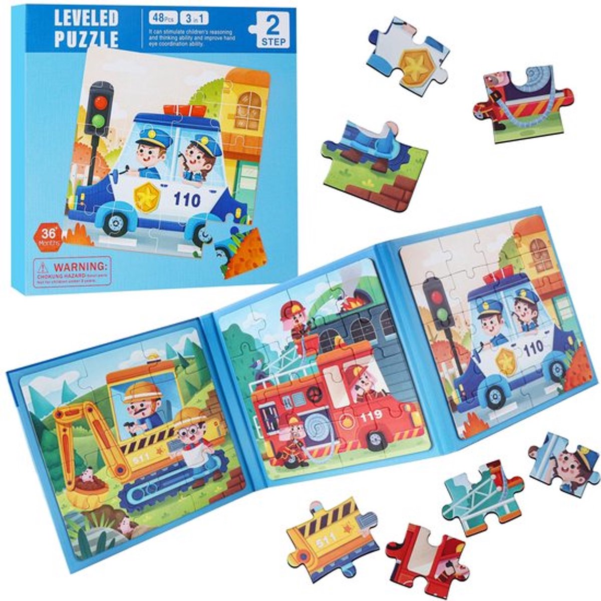 Kinderpuzzel - Magnetische puzzel - Educatief speelgoed - 48 delen - Reisspelletjes - Geschikt voor 6 maanden tot 2 jaar