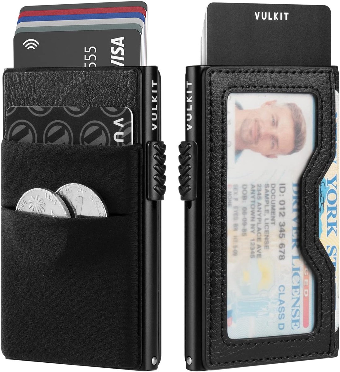 SnelShoppen - Slimme RFID Blocking Credit Card Houder met EDC Pocket en ID Raam - Pop Up Metalen Portemonnee voor 7 Kaarten - Compact en Lichtgewicht