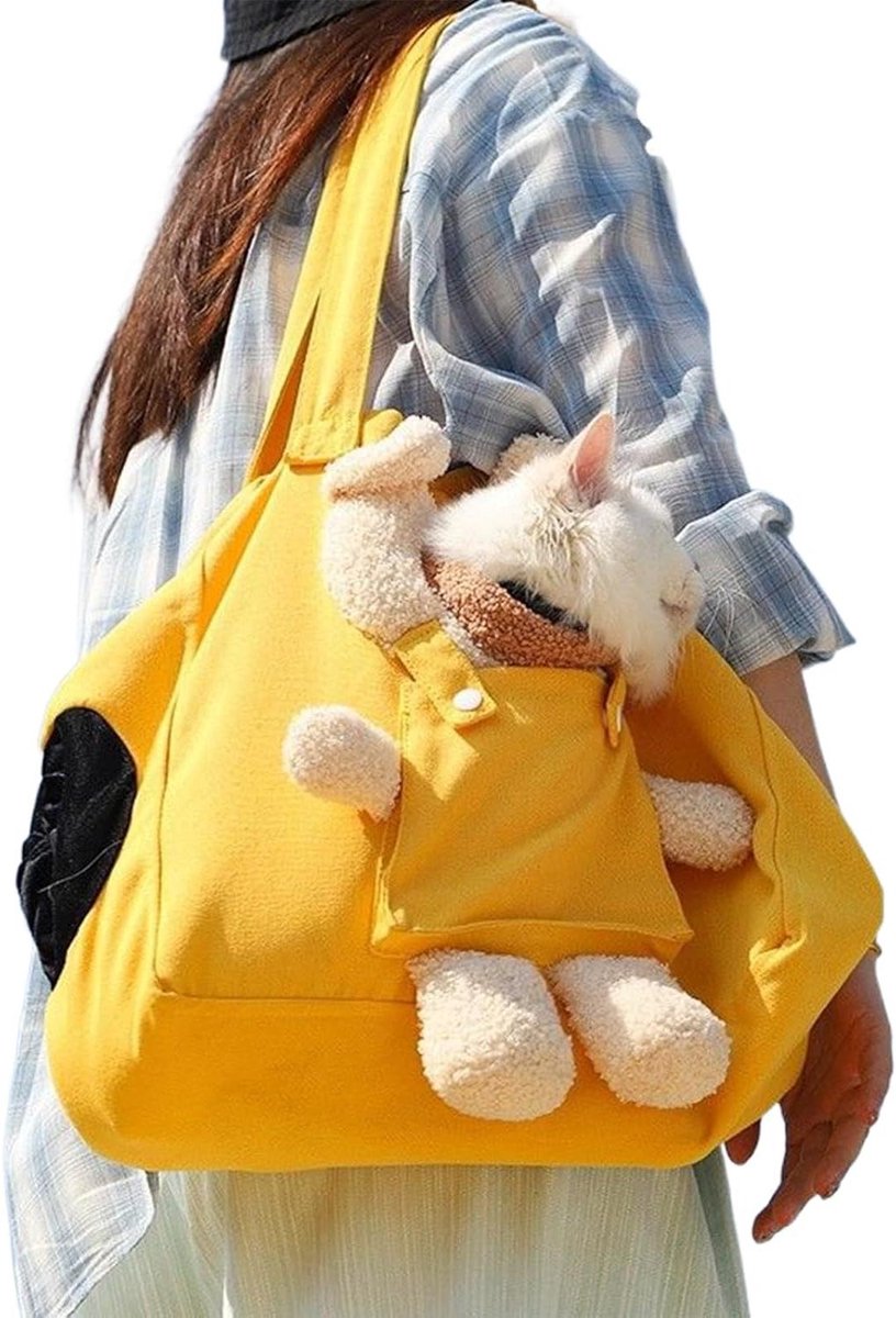 Kattendrager Schoudertas - Huisdier Draagtas - Reizen met Huisdier - Opvouwbaar Canvas Ontwerp - 35 x 16 x 34 cm