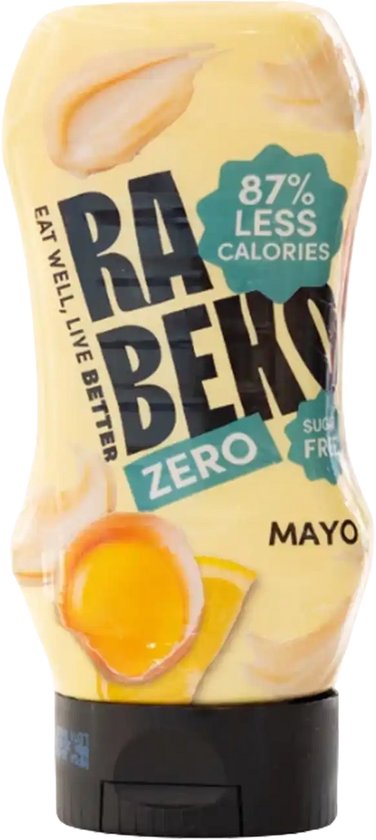 Rabeko Zero Mayo suikervrij, 87% minder calorieën, met ei en citroen.