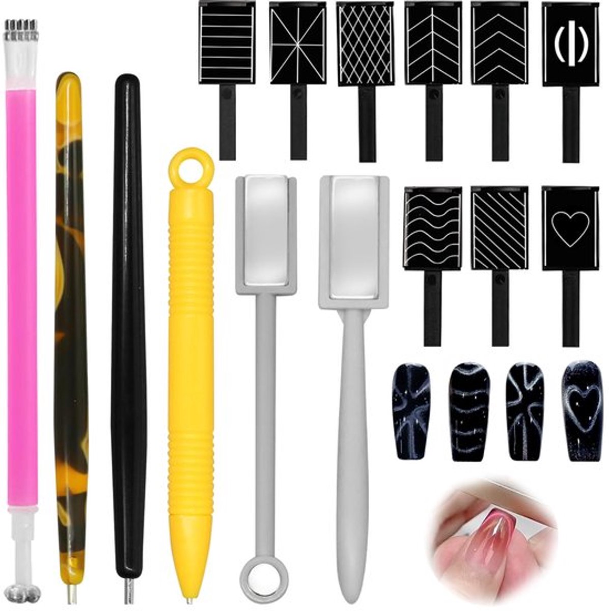 Nagelmagneetset 15-delig - Cat Eye Effect - Magnetisch Gereedschap - Dubbelzijdig Accessoire - Nagelstudio - Perfect voor Manicure - Nagelset