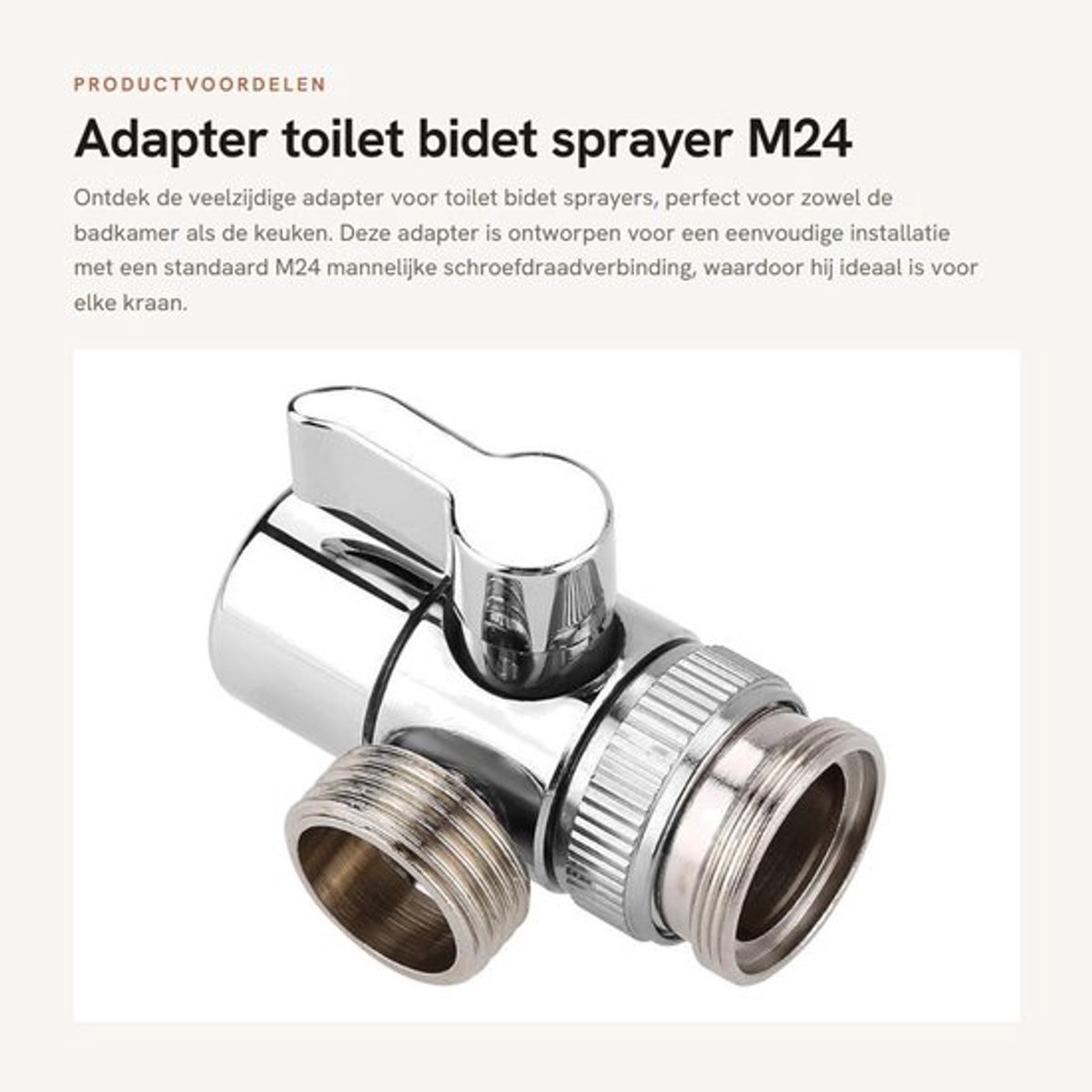 Adapter toilet bidet sprayer - M24 Male Thread - Eenvoudig te installeren - Kleur: Messing - Flexibele aansluiting - Geschikt voor badkam...