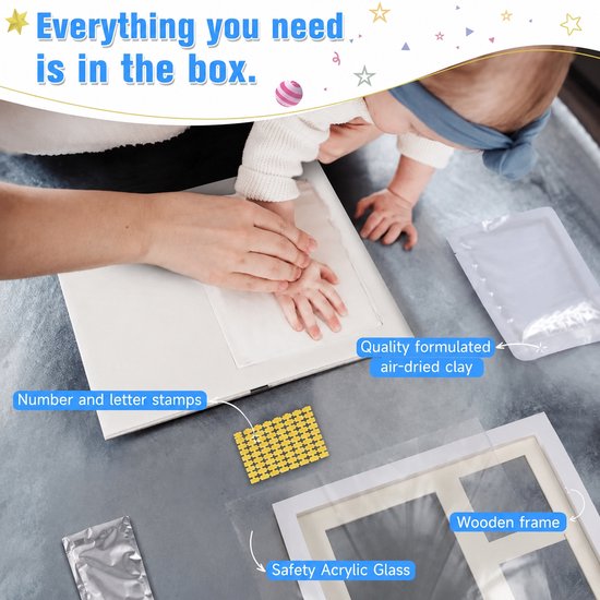 Baby Hand- en Voetafdruk Set - Gips & Klei - Fotolijst voor Unieke Babyafdrukken van Merkloos — afbeelding 3