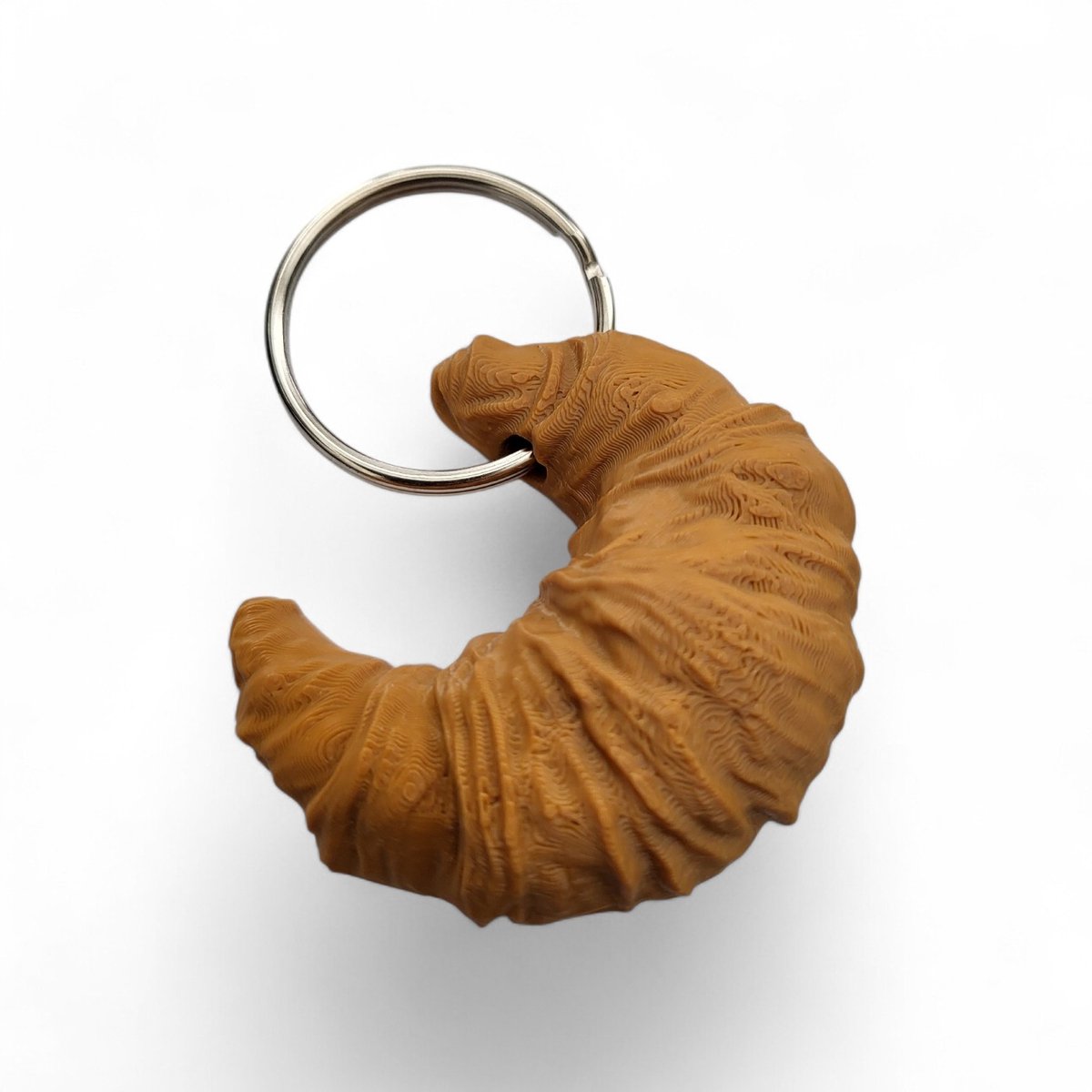 Croissant Sleutelhanger - Franse Croissant Tasbedel 5.5 x 5 cm - Unieke Sleutelring Cadeau