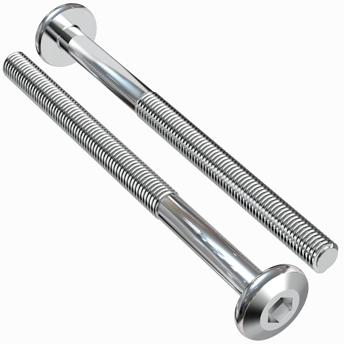 32 Stuks M6 x 70 Platte Hoofd Schroeven voor Meubels - Gedeeltelijke Draad, Stalen Galvanized Cylinder Hoofd Schroeven voor Bedden en Meubelmontage