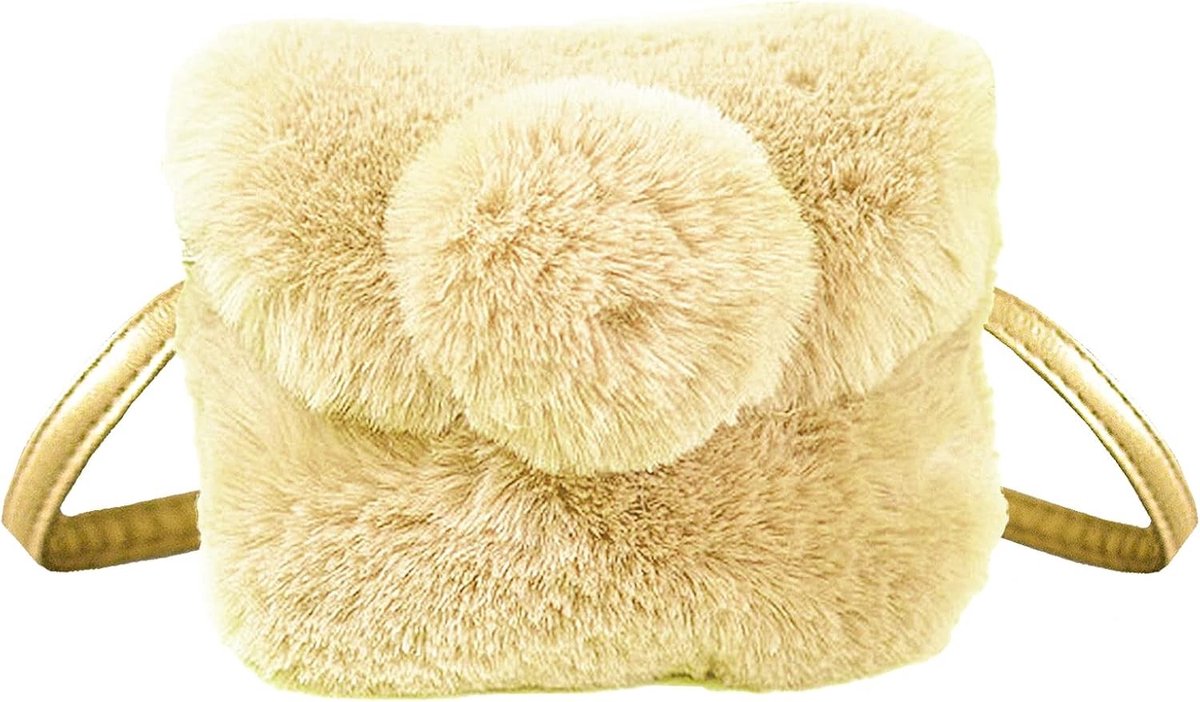 Schattige Pluche Schoudertas voor Kinderen van 1-3 Jaar, Mini Handtas voor Sleutels, Tissue en Kaarten (Wit)