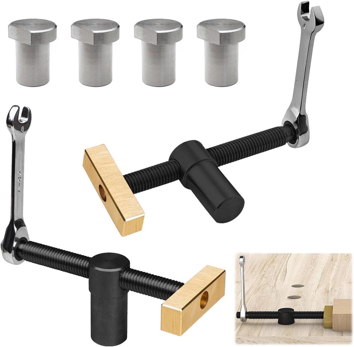 Set van 2 Werkbank Klemmen met 4 Positie Tension Elementen voor Houtbewerking - 20mm Klemhouder voor Snelle Bevestiging en Stabiliteit