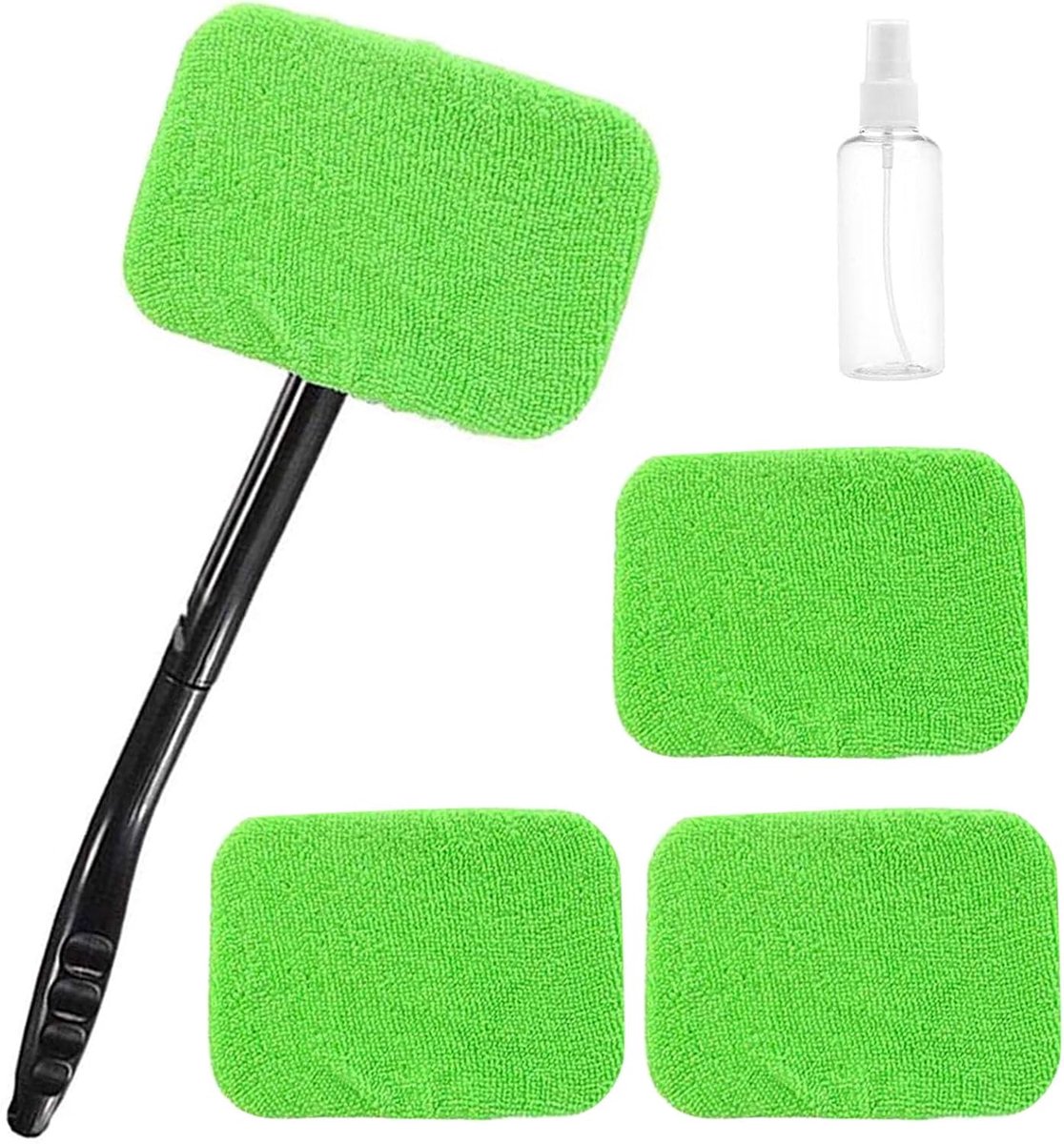 SnelShoppen - Car Windscreen Cleaner met Handvat, 4 Microvezel Covers, Sprayfles en Verwijderbare Handvatten voor Auto Ramen en Voorruiten - Perfect v