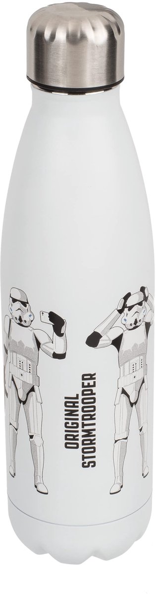 SnelShoppen - Stormtrooper Drinkfles 500 ml Roestvrij Staal Wit - Herbruikbare Thermofles voor Warme en Koude Dranken - Lekvrij - Perfect voor Camping