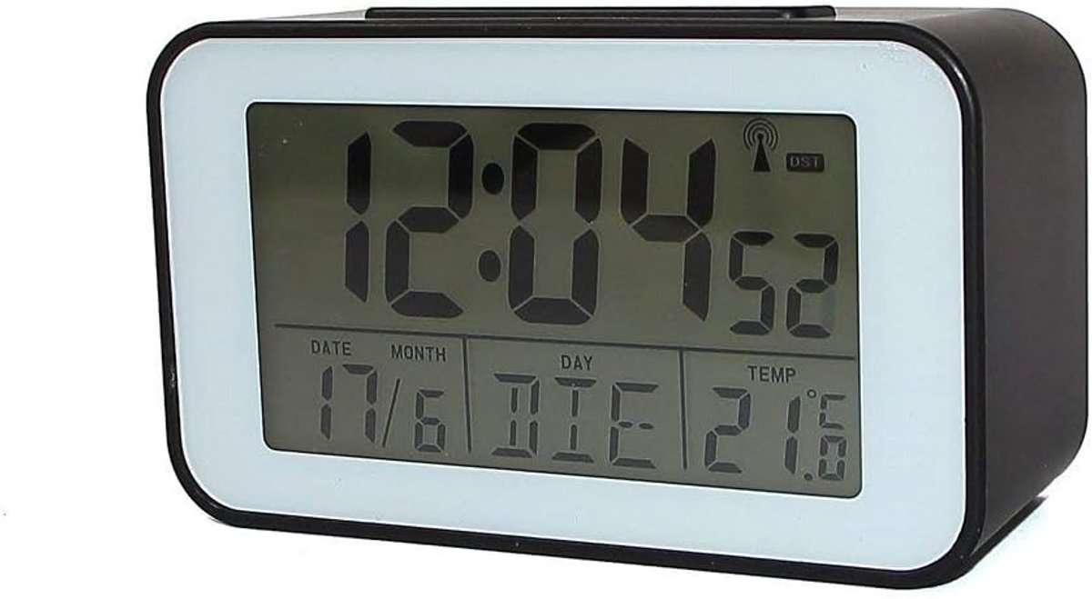 SnelShoppen - Digitale Klok met Thermometer en Alarmfunctie - Blauw - 12x7x4.8 cm - Ideaal voor Thuis, Kantoor en Kamperen