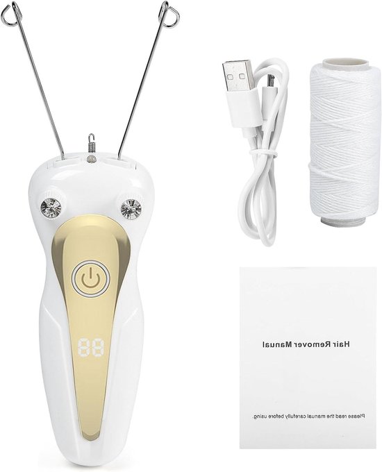 Foto: Gezichts haarverwijderaar draad apparaat huid glad maken fysieke ontharing usb oplaadbaar wit