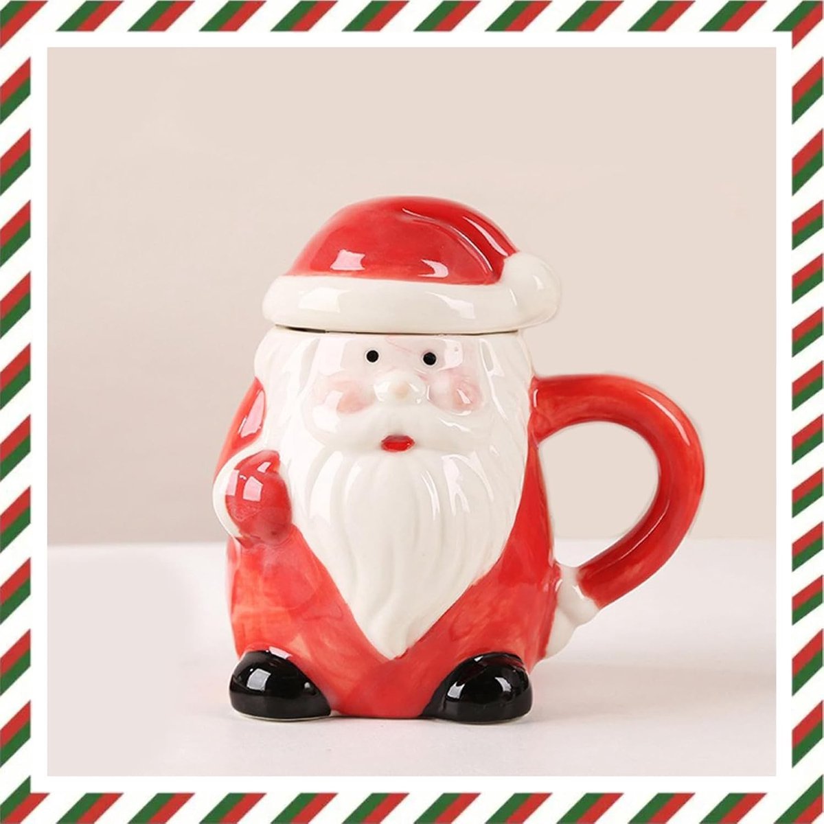 3D Kerstmok met Santa Design - 400ml Keramische Mokken in Cadeauverpakking, Perfect als Geschenk voor de Feestdagen