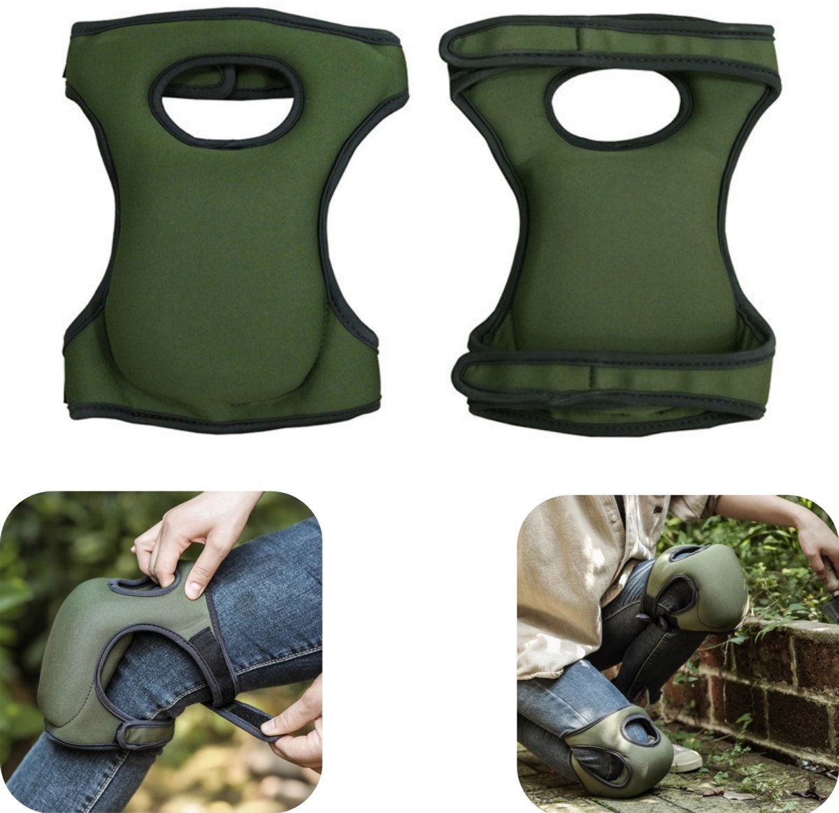 1 paar kniebeschermers - Tuin kniebeschermers - Knielkussen - Onkruid wieden kniebeschermers - Waterdicht - Slijtvast - Zacht - Verstelbaar - Huisaccessoires - Geschikt voor onkruid wieden, huishoudelijk werk, tegel leggen (groen, 46*23cm)