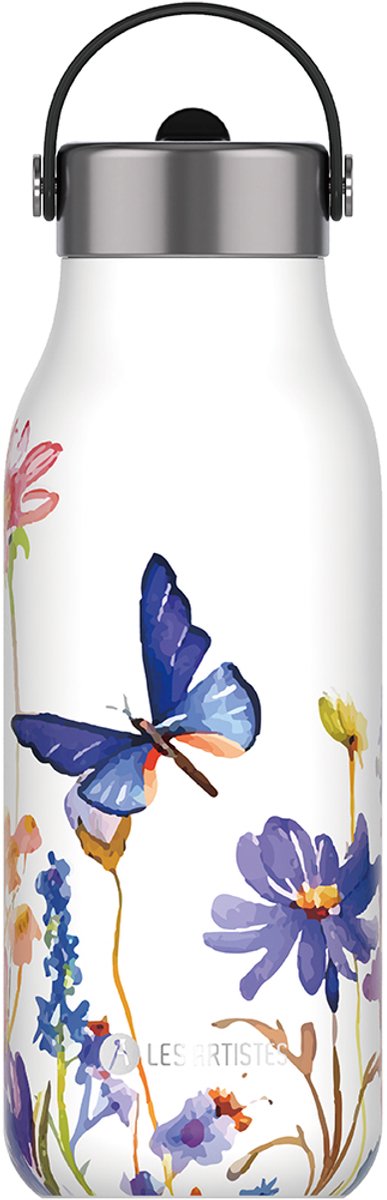 Les Artistes Paris - Drinkfles - Thermosfles 2.0 - 1000ml - Floral Butterfly met geïntegreerd rietje