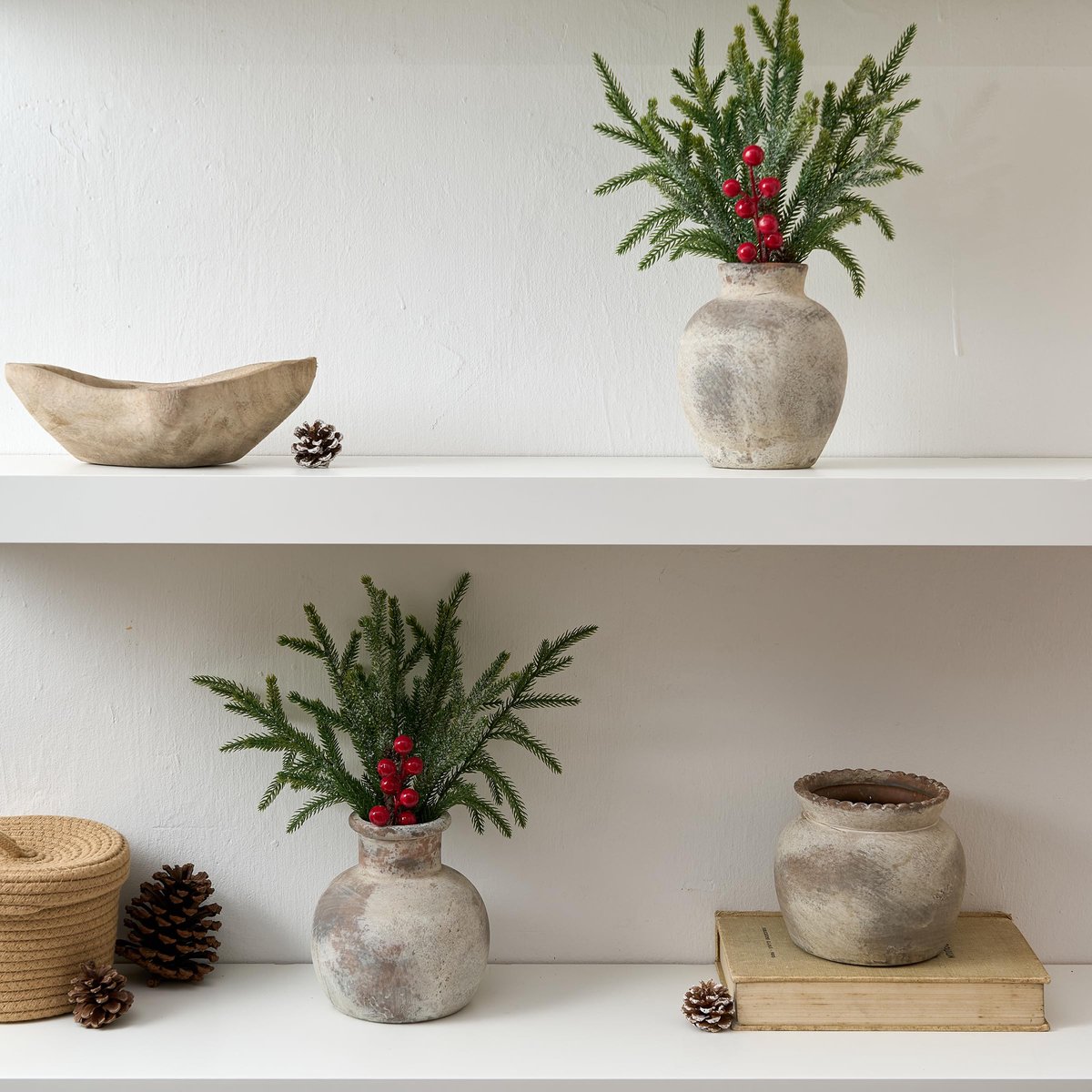 SnelShoppen - SIDUCAL Keramische Boerderijvaas 6 inch | Aardewerk Decoratieve Bloemenvaas | Boho Terracotta Vaas voor Woondecoratie, Tafel, Woonkamer