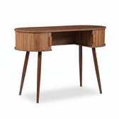 SensaHome Japandi Consoletafel – Ovale Sidetable met Opbergruimte – 110x45x75 cm – Walnoot
