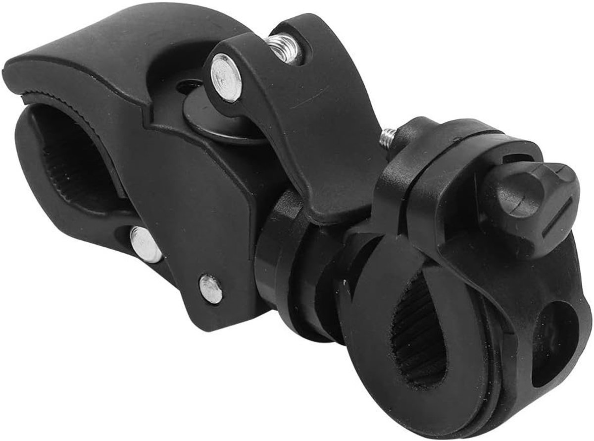 Fietslamphouder met antislip veiligheidsclip, geschikt voor objecten van 1,8-3,5 cm hoog, 270° draaibaar.