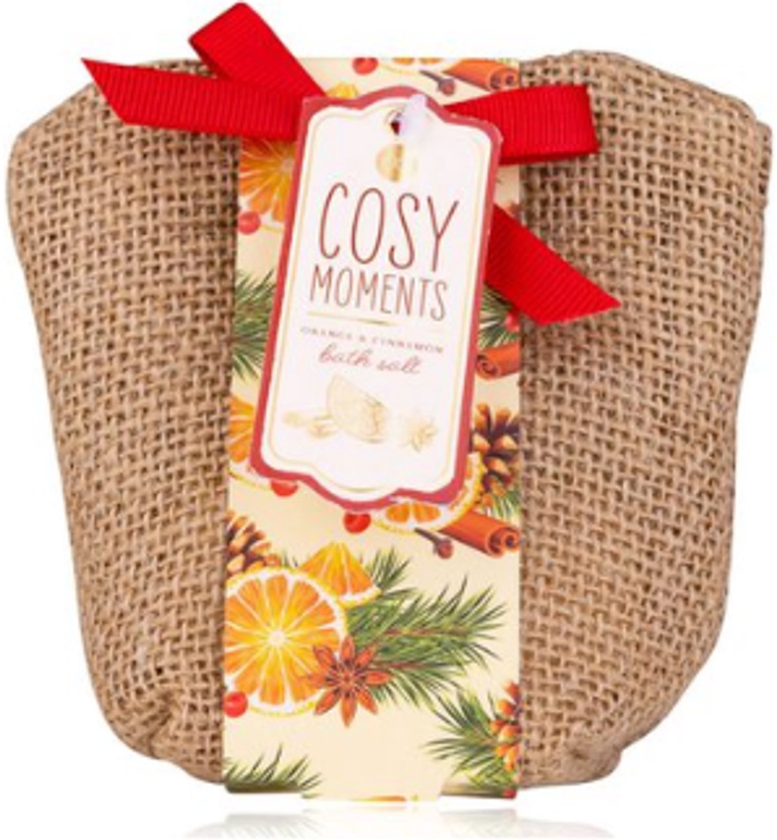Cosy Moments Kerst Badzout - Sinaasappel & Kaneel | 1x 100 g - Geurend Badzout in Jute Zak - Vegan - Wellness Kerstcadeau