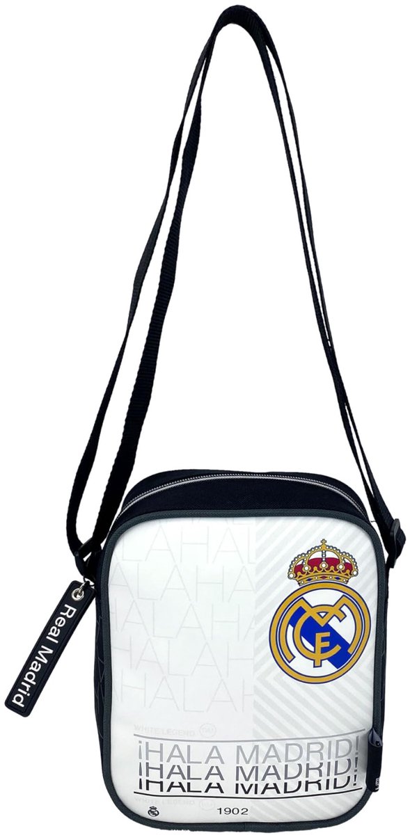 SnelShoppen - Uniseks Hala Madrid Schoudertas voor Kinderen, Wit, Standaard Maat, Ideaal voor Feest, School en Vrijetijd