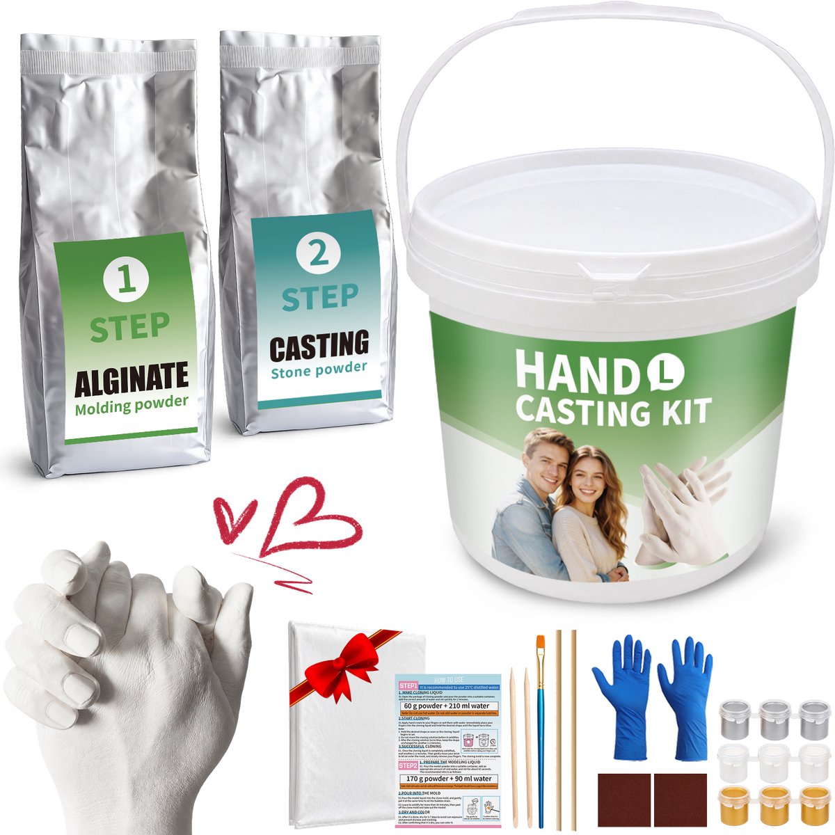 DIY-malset – 3D-gipsmalset – 3L gipsen handmalset voor het hele gezin – DIY-souvenirset – Jubileum- en verlovingscadeaus: Geschikt voor vrouwen, mannen, stellen, echtgenotes, vriendjes, vriendinnen, bruiloften en vrijgezellenfeesten