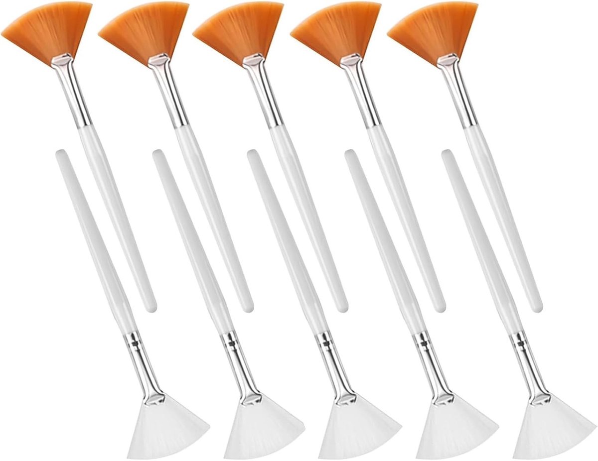 Set van 10 Gezichtsborstels - Fan Brush Applicators voor Make-up en Modderbehandelingen, Perfect voor Vrouwen en Meisjes
