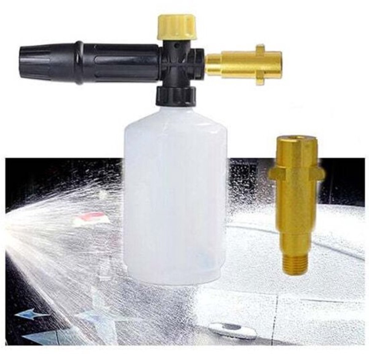 geschikt voor Kärcher schuimspuitpistolen, verstelbare 1/4-inch 600ml sproeiers geschikt voor hogedrukreinigers, geschikt voor de Kärcher K-serie, geschikt voor het reinigen van auto's, het wassen van huisdieren en huishoudelijke schoonmaak.
