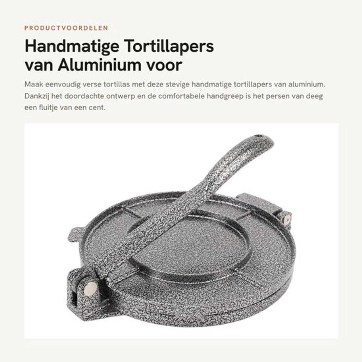 Handmatige Tortillapers van Aluminium voor Tacos en Roti