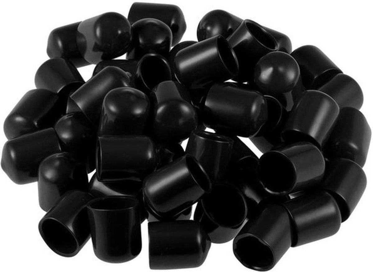 Rubberen Eindkap 50 Stuks - 18 mm ID - Zwarte Vinyl Draadbeschermers - Flexibele Schroefdoppen - Zachte Rubber Hoezen - Hoogwaardig PVC Materiaal - Draadkap