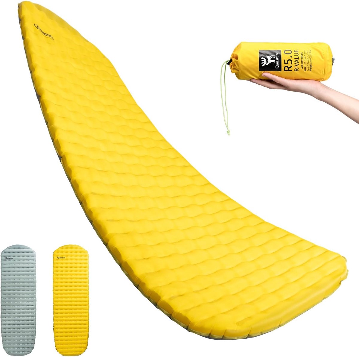 SnelShoppen - Ultralichte Opblaasbare Campingmatras voor Alle Seizoenen - Aluminium Folie en TPU Isolatie, 8cm Dikte, 490g, Temperatuurbestendig tot -