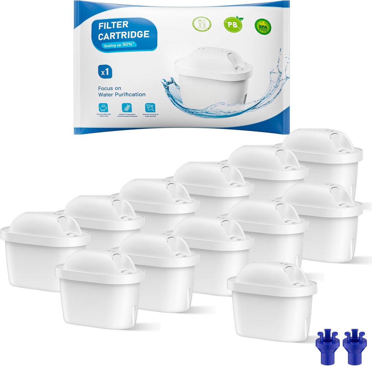SnelShoppen - Waterfilterpatronen voor Brita Marella, compatibel met Maxtra+ en Pro, 12 stuks, voor zuiver drinkwater in keuken en thuis