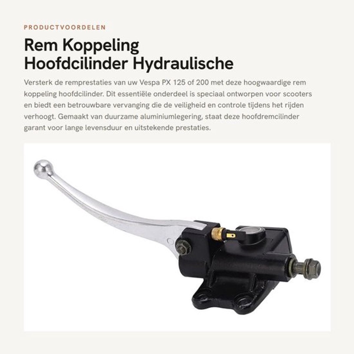 Remkoppeling Hoofdremcilinder - Hydraulische Schijfrem - Aluminium Vervanging - Rechts - 37mm Gatafstand - Hoogwaardige Materiaal - Remcilinder