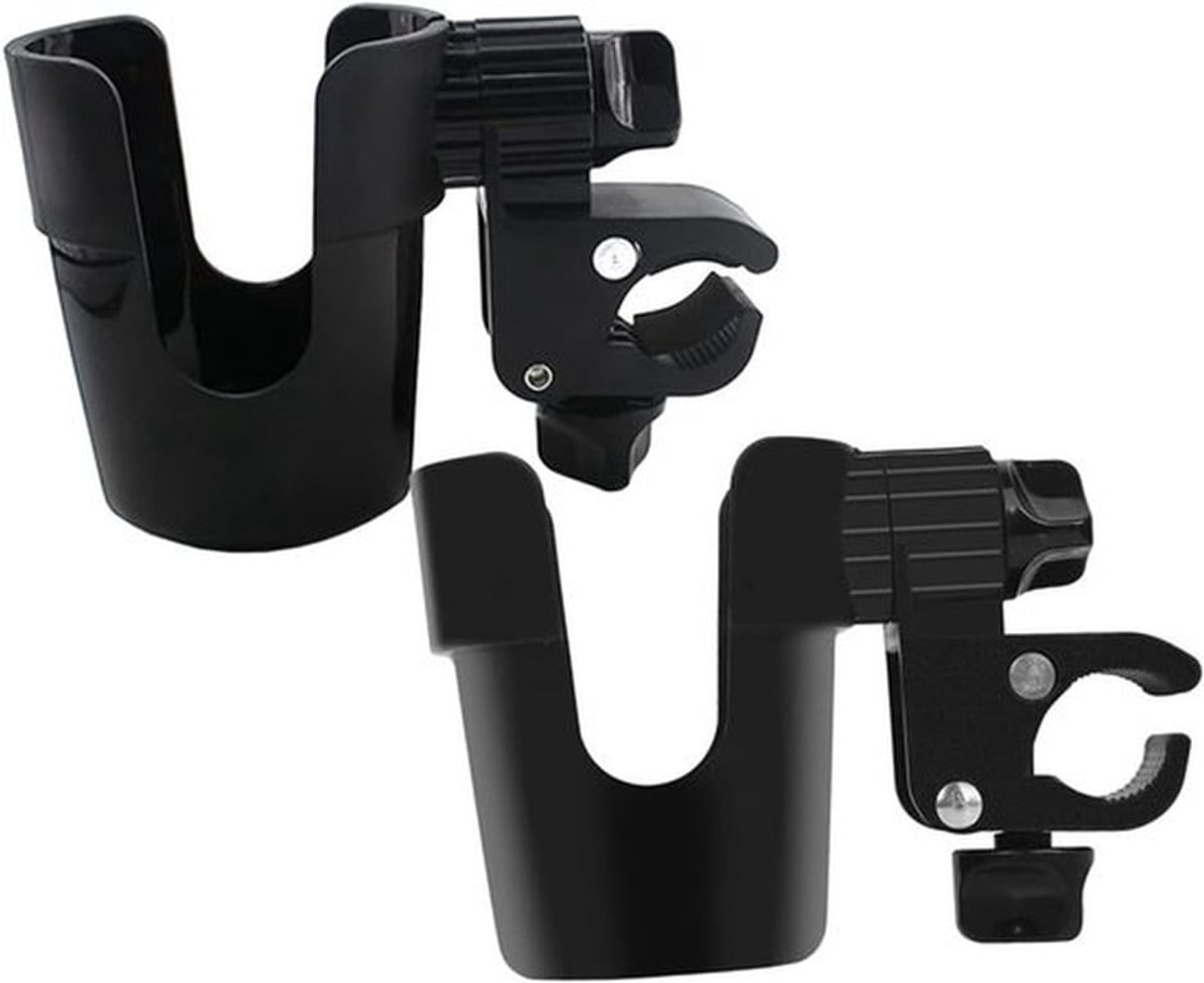 Set van 2 draaibare drinkfleshouders voor kinderwagens, geschikt voor kinderwagens met microfoonhouder, duurzaam en antislip, geschikt voor kinderwagens en scooters.