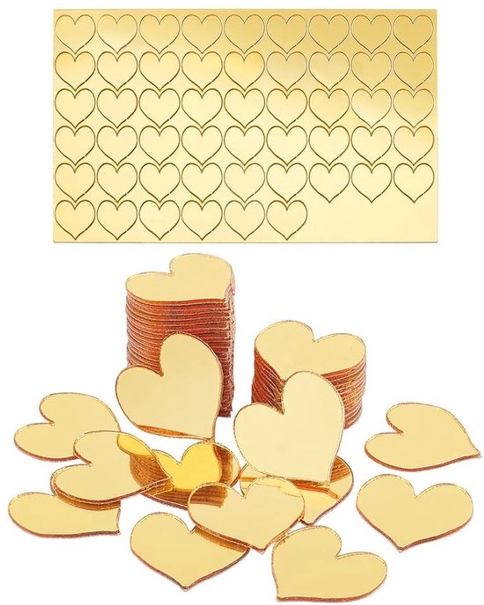 Spiegelstickers Gouden 100 Stuks - Zelfklevende Spiegeltegels - Acryl Mozaïek - Decoratie voor Muren/Vloeren - 19,5 mm Grootte - Spiegelmozaïek