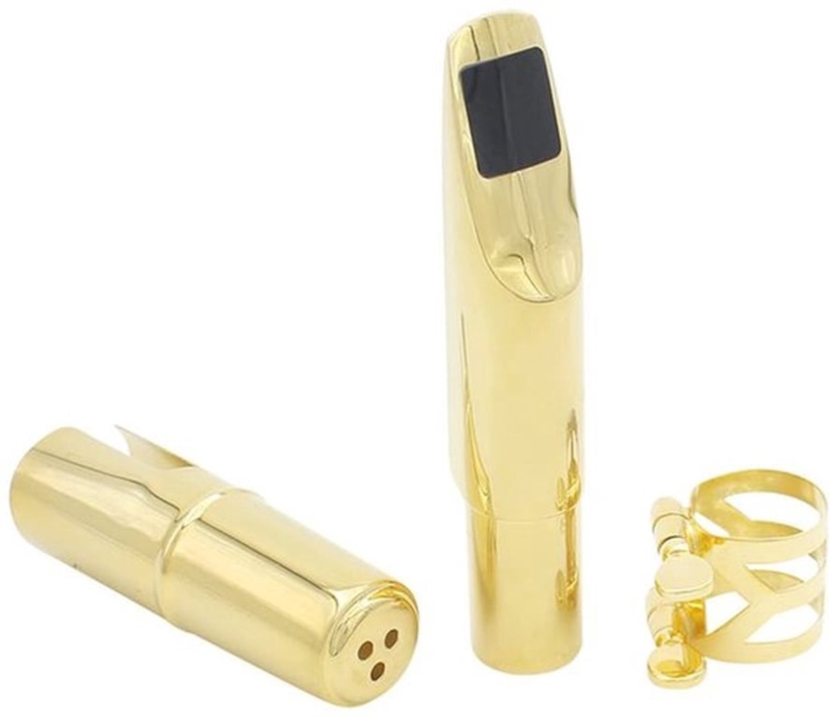 - Alto Saxo Mondstuk - Professioneel Geluid - 8C Grootte - Goudkleurig - Jazz en Blues - Inclusief Accessoires - Geschikt voor Muzikanten