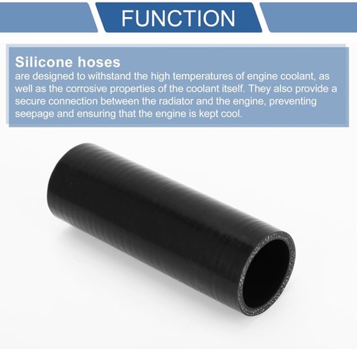 Koelslang Siliconen - Binnendiameter 42 mm - Lengte 150 mm - Temperatuurbestendig tot 300 °C - Meerlaags Geweven - Zwart - Siliconenslang