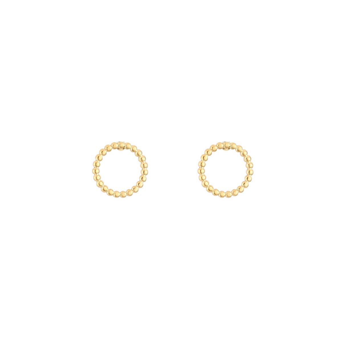 Stainless Steel Beaded Open Circle Stud Earrings – Luxe Balletjes Cirkel Knopjes – RVS