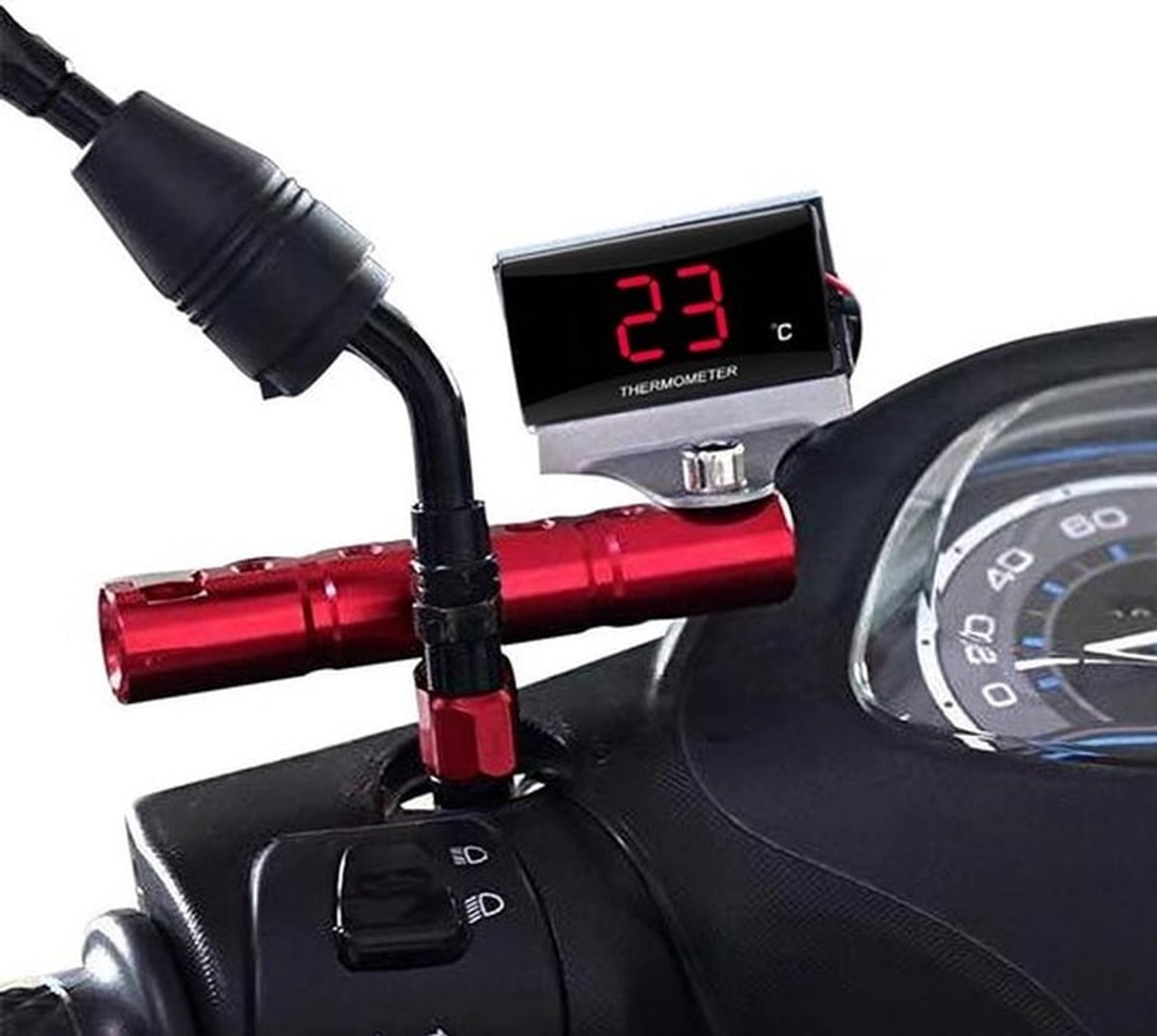 Digitale Thermometer - Universele LED - Watertemperatuurweergave 0-120 - Voor 12 V Race-Scooter - Rood Licht - Sensor - Watertemperatuurmeter
