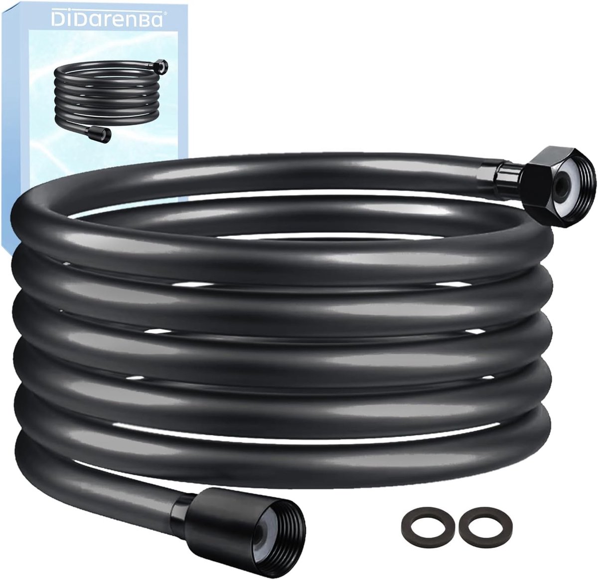 SnelShoppen - Flexibele Douche Slang Zwart 2.5m PVC Anti-kink Universele Aansluiting 250cm Doucheaccessoire voor Badkamer