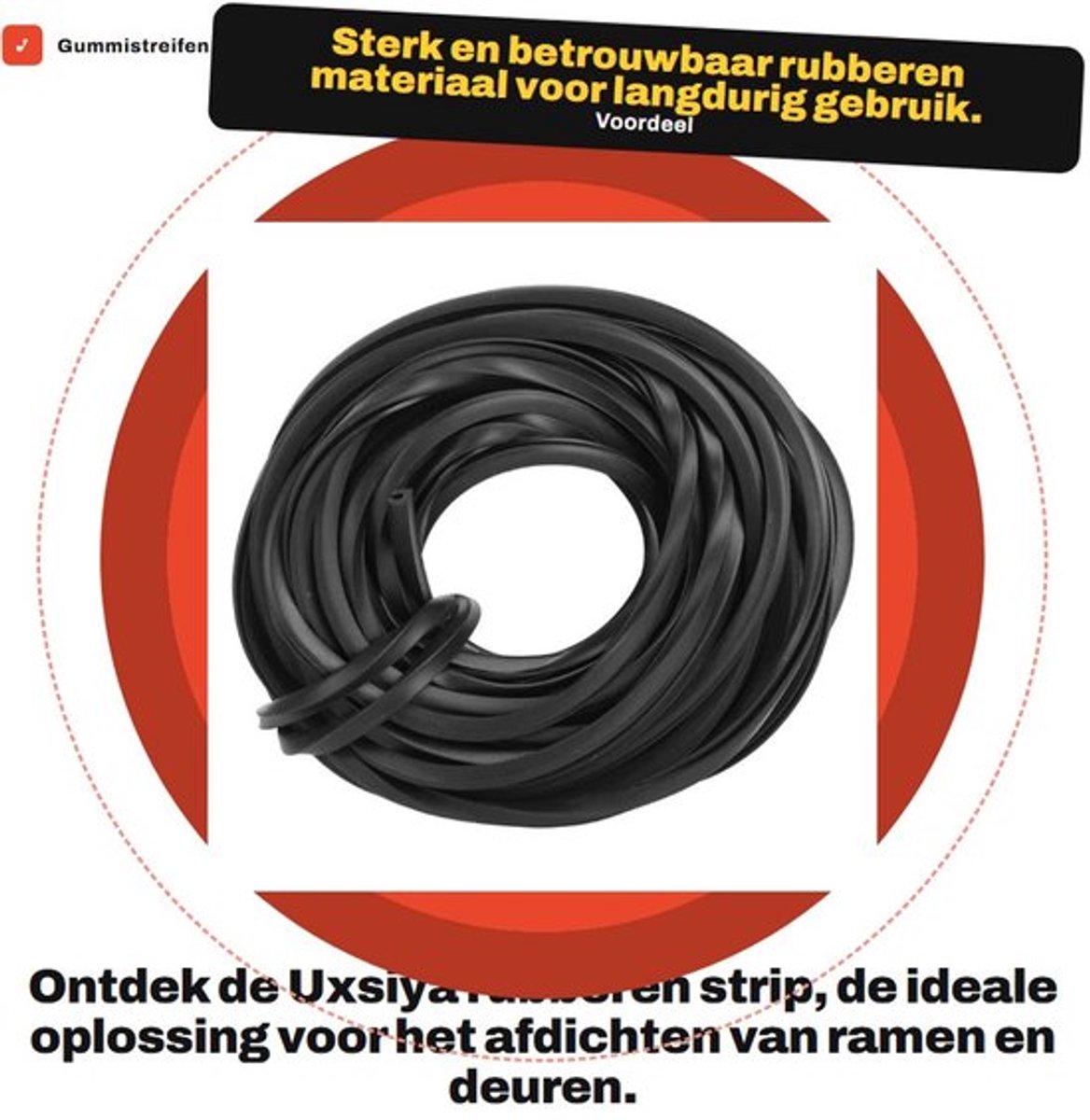 Gummidichting 10 Meter - Rubber Strip - Zelfklevend - Duurzaam - Hittebestendig - Hoogwaardige Materialen - Rubberstrip