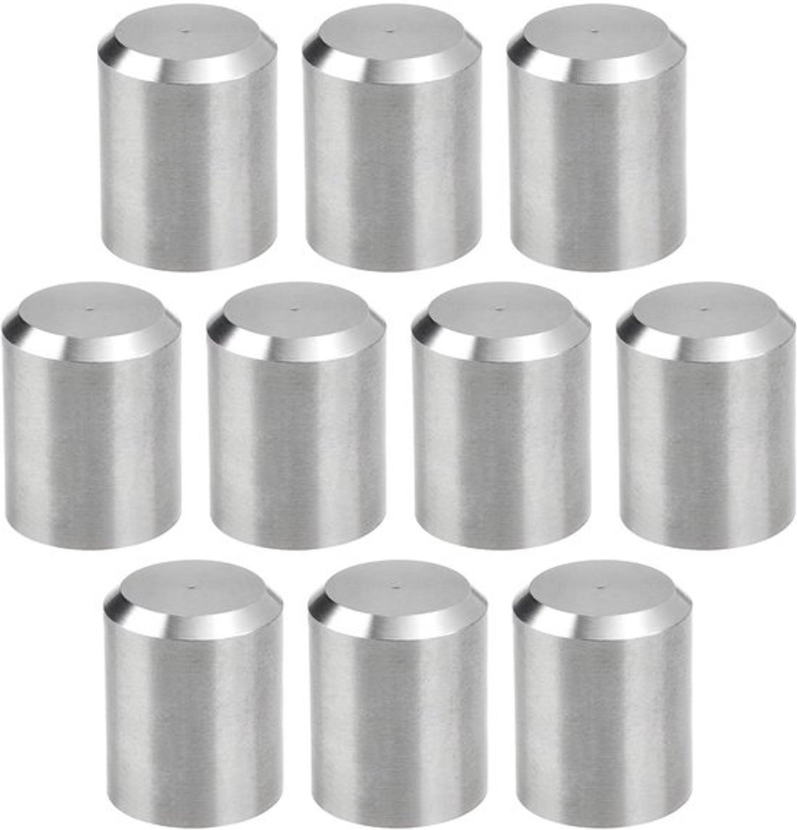 Eindkappen 10 stuks - RVS 304 - Buitendiameter 12mm - Binnendiameter 10mm - Lengte 15mm - Schokbestendig en corrosiebestendig - Leuningdop