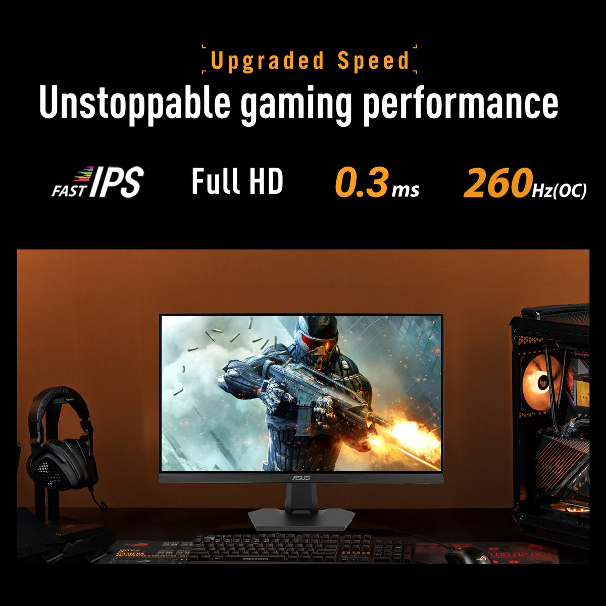 ASUS TUF Gaming VG249QM5F - FHD Fast IPS Gaming Monitor - 240Hz - 0.3ms - Stereo Speakers - 24 Inch thumbnail 4