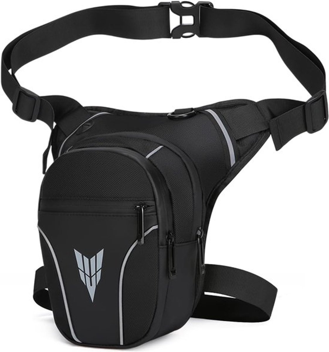SnelShoppen - Waterdichte Motorfiets Been Tas voor Mannen en Vrouwen, Multi Pockets, Leg Pocket met Rits, Outdoor Heuptas voor Hiken, Kamperen, Motor,