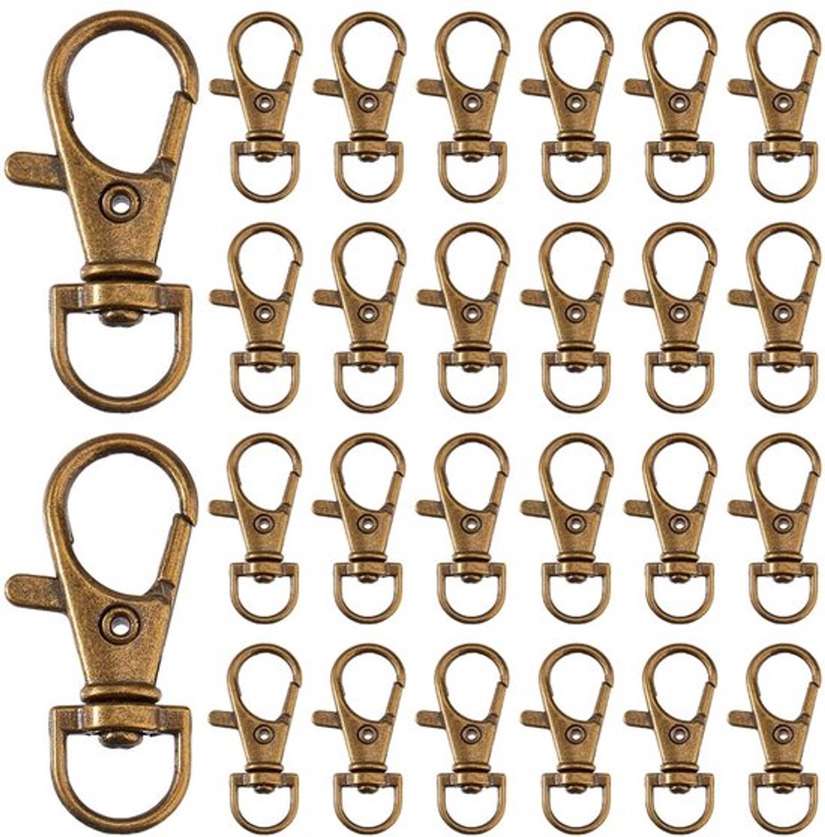 Karabijnhaak 60 Stuks - Draaibare Kreeftklauw Sluitingen - Metalen Sleutelhanger - Antiek - Vintage Bronzen Legering - Creatieve Accessoires