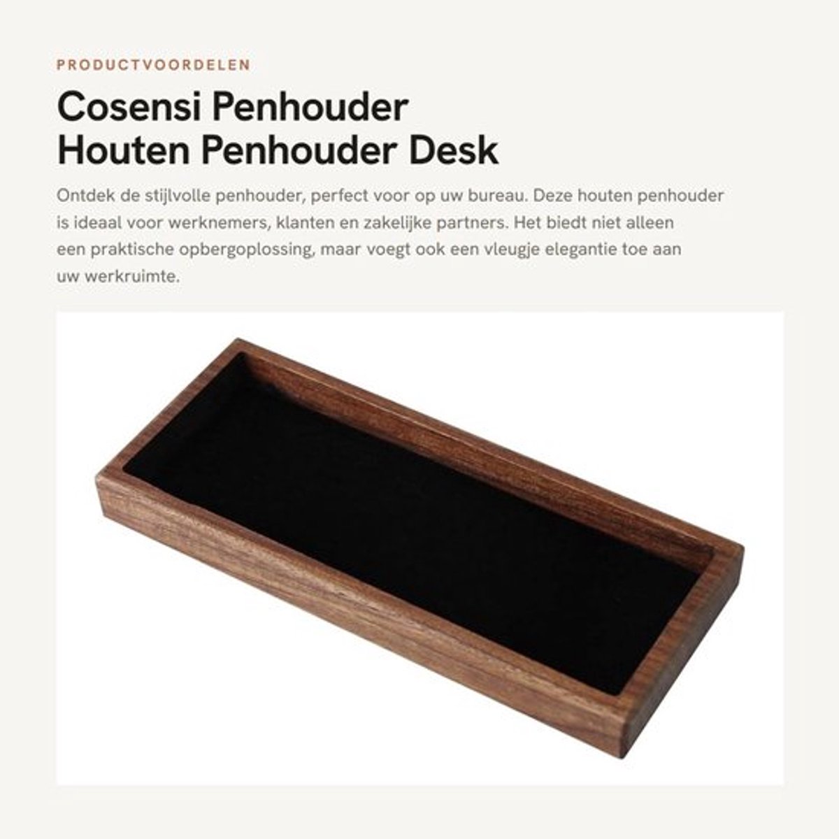 Pennenhouder Hoogwaardige Walnoot - Bureau Organizer - Pennenbakje - Desk Organizer - Coin Opslagbox - Praktische Opbergruimte 19x8x2 cm - Bureauaccessoire