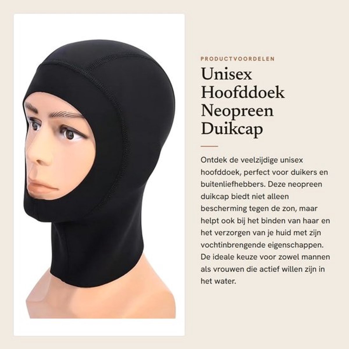 Hoofddoek Neopreen 1 mm - Duikcap - Duikmasker - Haarbinding - Vochtvoorziening - Duurzaam en hoogwaardig